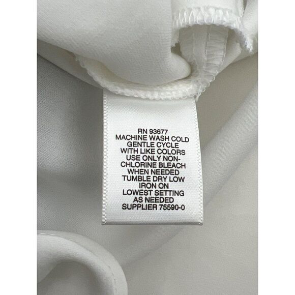 Liz Claiborne White With Navy Trim Lace-Up Side Top Size M - Picture 7 of 7